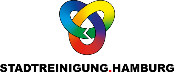 Logo eines Reinigungsunternehmens mit bunten, ineinandergreifenden Kreisen.