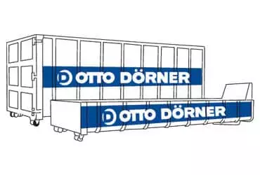 Grafik eines Verkaufsstands mit der Aufschrift "OTTO D&Ouml;RNER" in blauer Schrift.